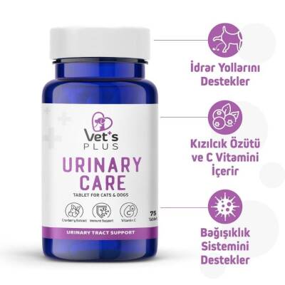 Vet's Plus Urinary Care Kedi ve Köpek İçin İdrar Yolları Destekleyici Tablet 75 Adet