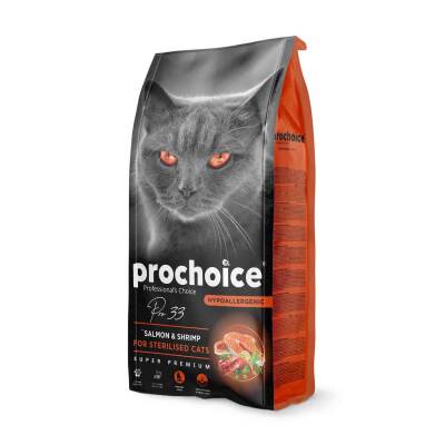 Prochoice Pro 33 Somonlu ve Karidesli Düşük Tahıllı Kısırlaştırılmış Kedi Maması 15 kg