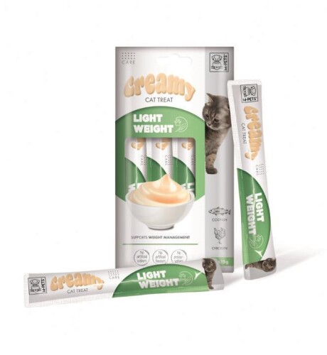 M-Pets Creamy Light Weight Tavuklu ve Morina Balıklı Kedi Ödülü 4x15 Gr