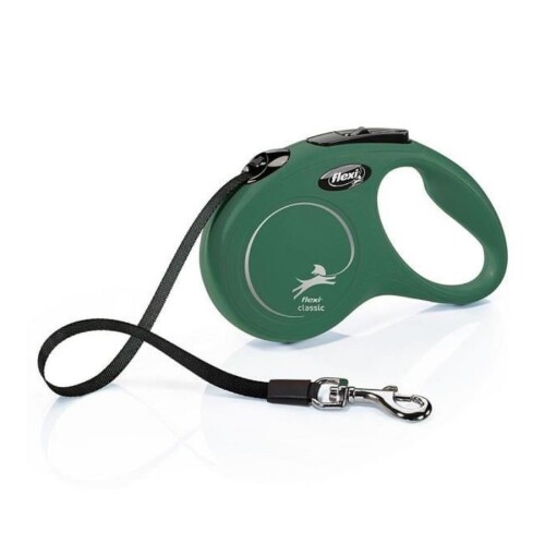 Flexi New Classic Yeşil Otomatik Şerit Köpek Gezdirme Tasması-L 5 M