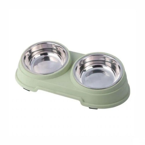 Nunbell Melamin Çelik Kedi ve Köpek Mama Kabı İkili 0.4 ml