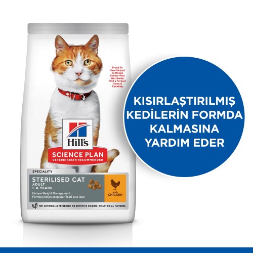 Hill's SCIENCE PLAN Kısırlaştırılmış Yetişkin Tavuklu Kedi Maması 3 kg