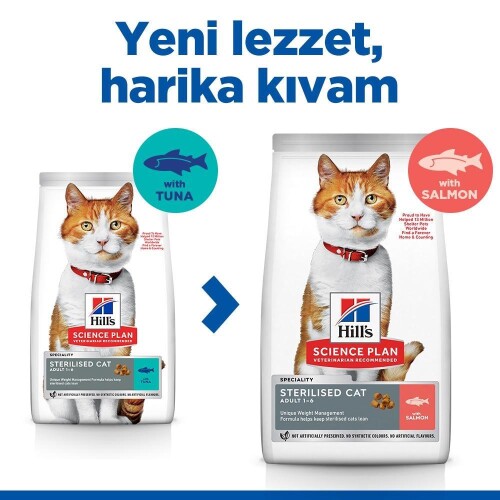Hill's SCIENCE PLAN Kısırlaştırılmış Yetişkin Somonlu Kedi Maması 8 kg + 2 kg