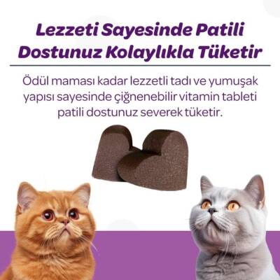 Vet's Plus Sterilised Kısırlaştırılmış Kediler İçin Yaban Mersinli Çiğnenebilir Tablet 60 Adet