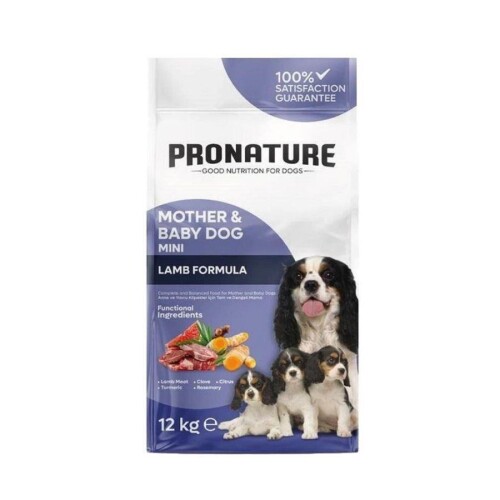 Pronature Mother&Baby Kuzu Etli Mini Irk Anne ve Yavru için Kuru Köpek Maması 10 kg+2 kg Bonus Paket